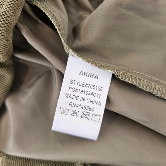 Akira Shorts Romper Mock Neck Long Slv Zip Close Lightweight Womens M Green - Picture 12 of 12